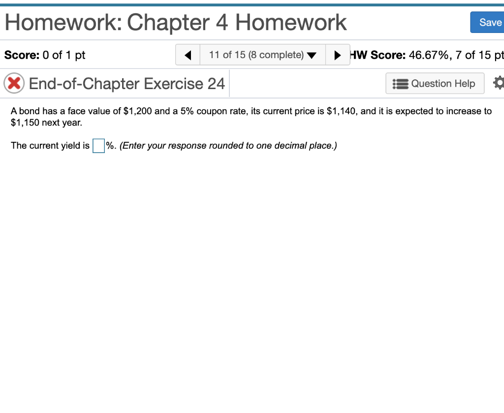 Homework: Chapter 4 Homework Save Score: O of 1 pt v WScore: