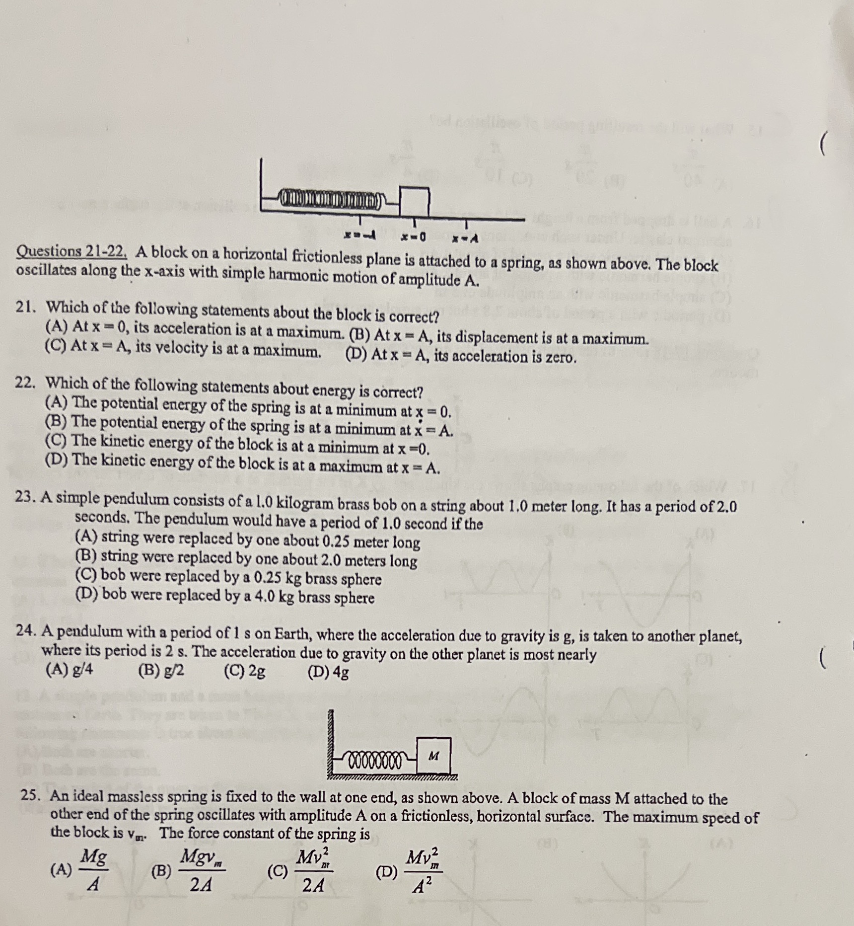 Solve and show all working X - A Questions 21-22. A block