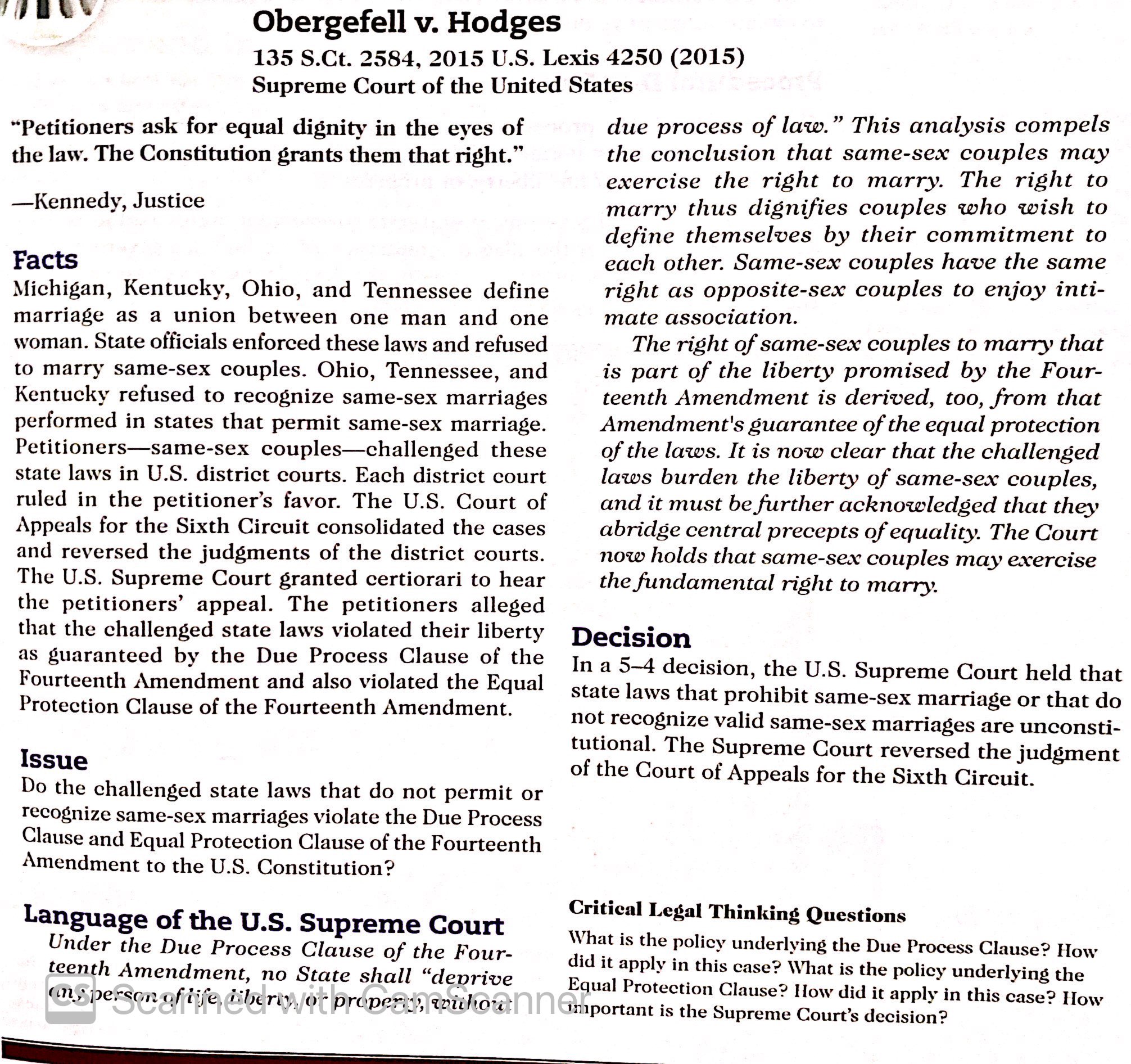 Answer the following question :What is the policy underlying the Equal Protection