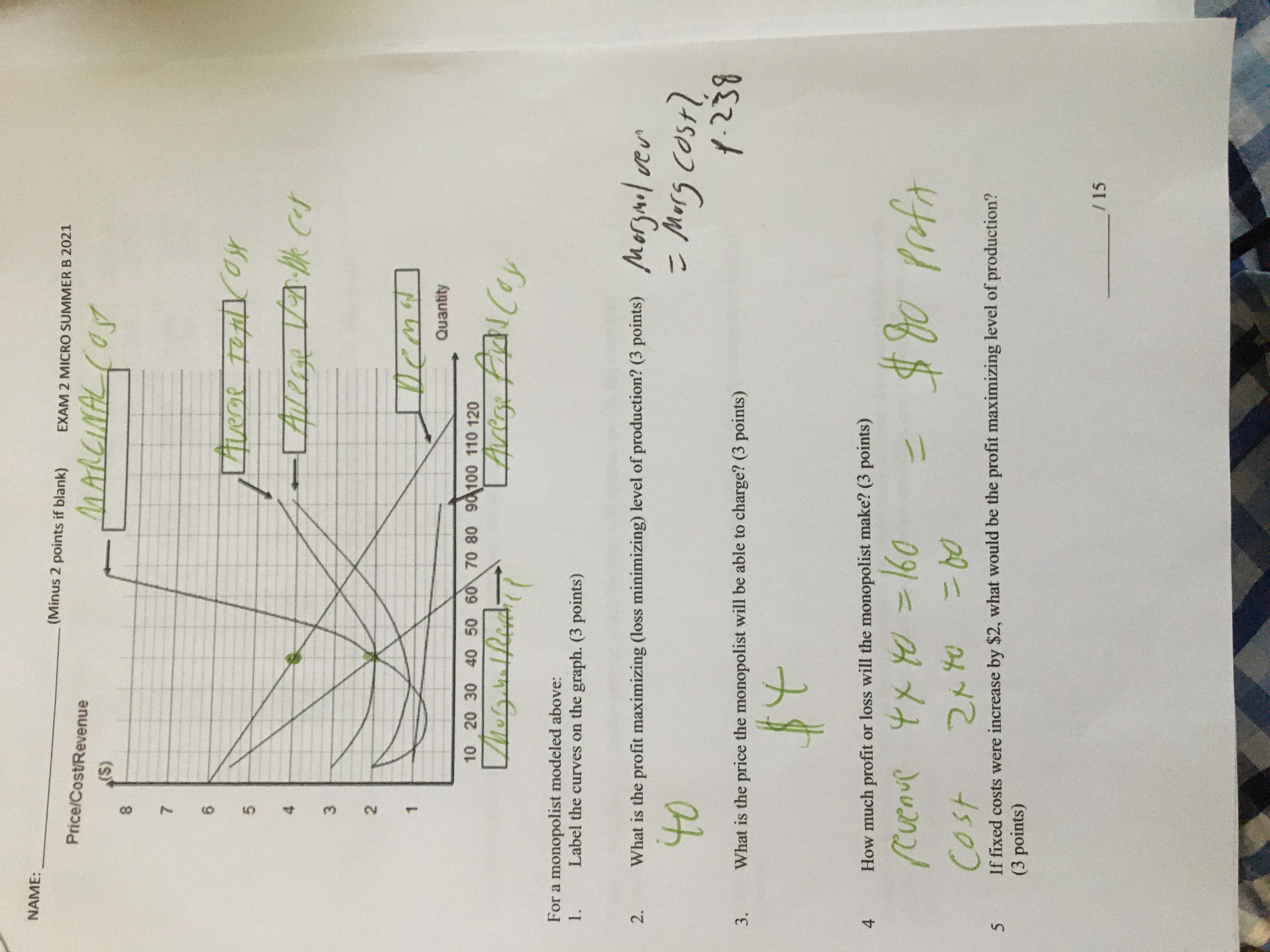 NAME: (Minus 2 points if blank) EXAM 2 MICRO SUMMER B