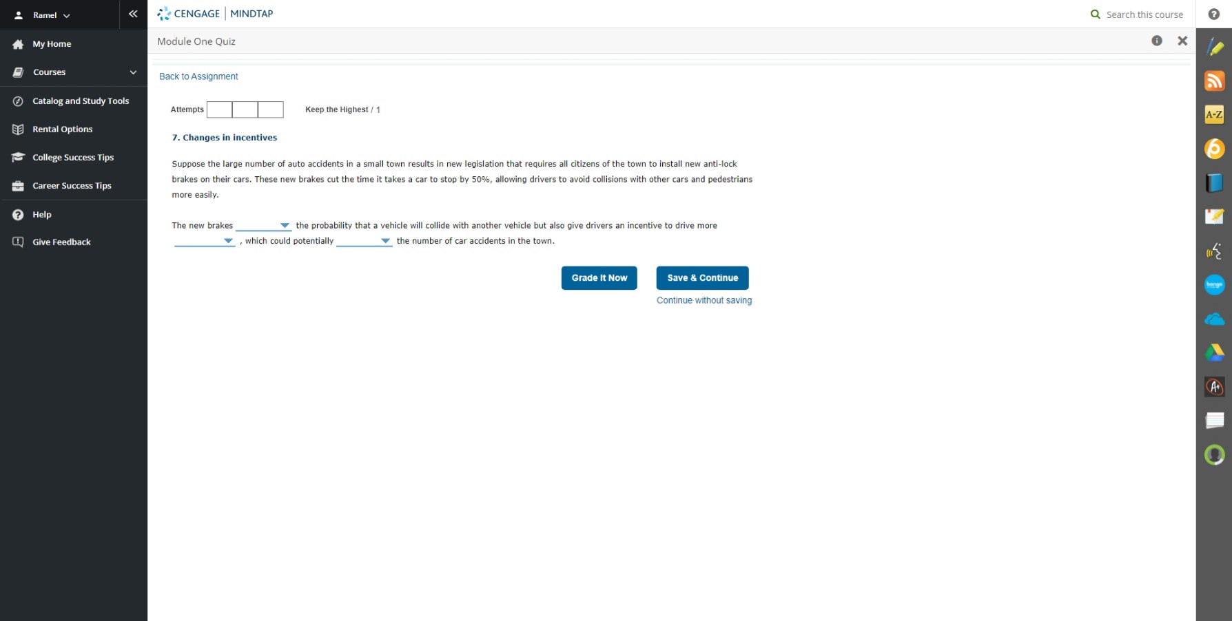  Ramel v CENGAGE | MINDTAP Q Search this course ? My