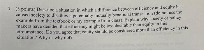 4. (5 points) Describe a situation in which a difference between