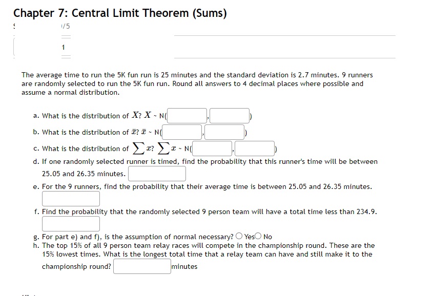  Chapter ?: Central Limit Theorem (Sums) E -.-"5 The average time