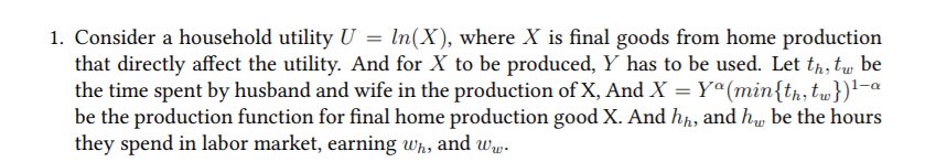 they maximize household's utility, subject to the family's budget constraint, and time