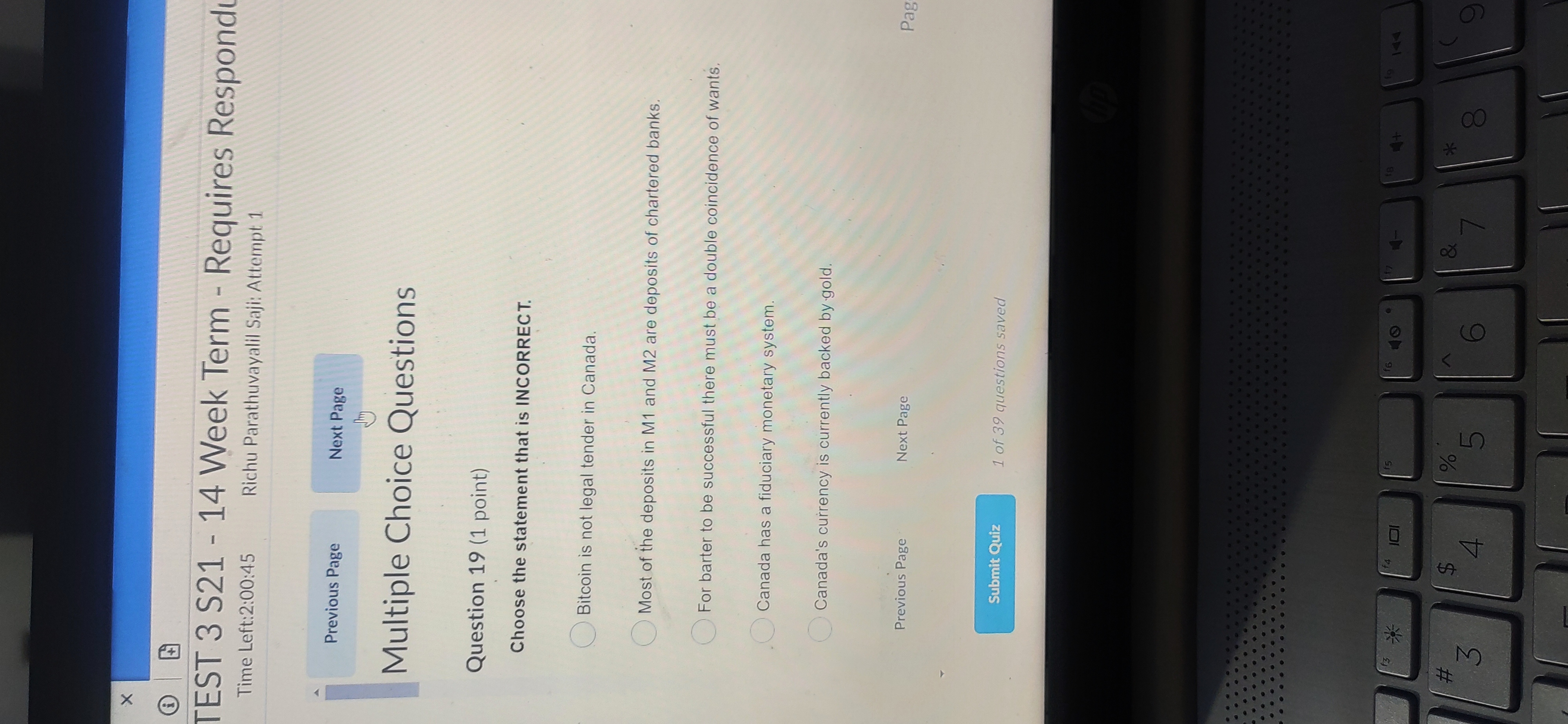 X TEST 3 S21 - 14 Week Term - Requires Respond