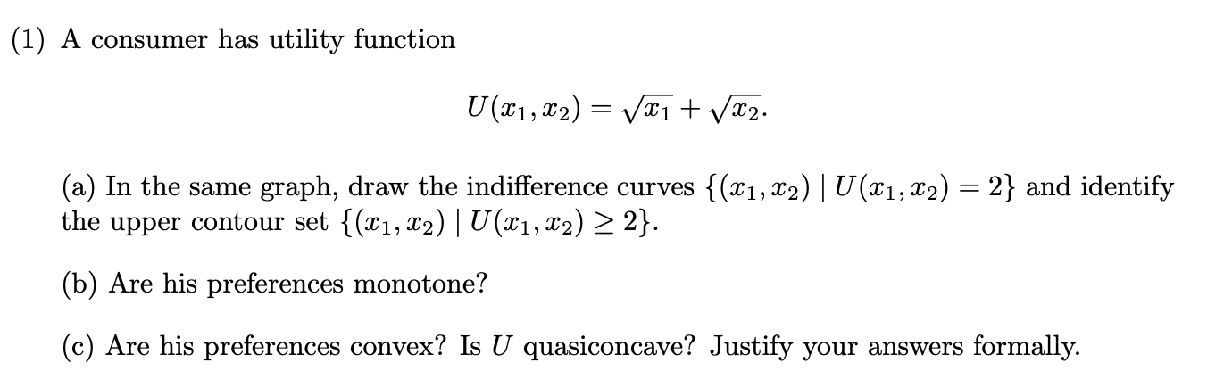 please show the steps (1) A consumer has utility function U($1,:172) =