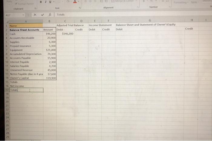 Supplies 6,300 6 Prepaid Insurance 5,300 7 Equipment 121,000 8 Accumulated Depreciation