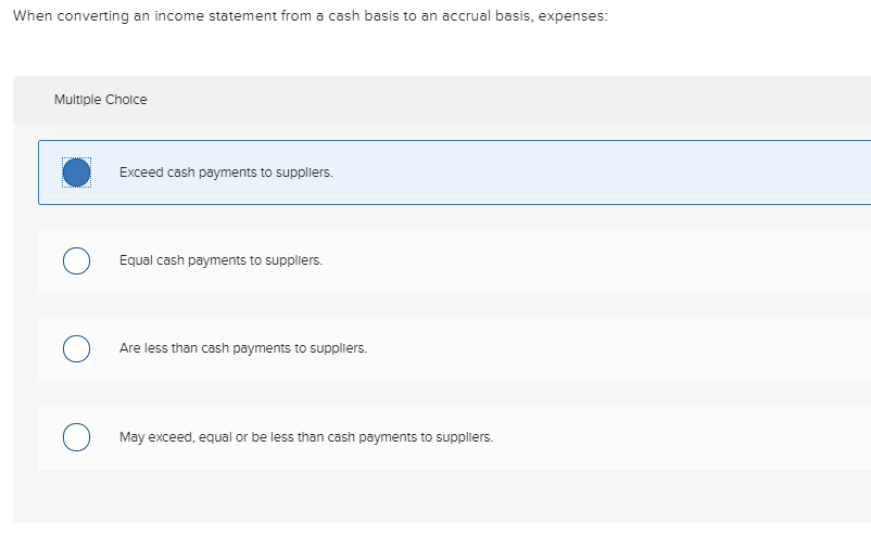 What is the correct answer? When converting an income statement from a