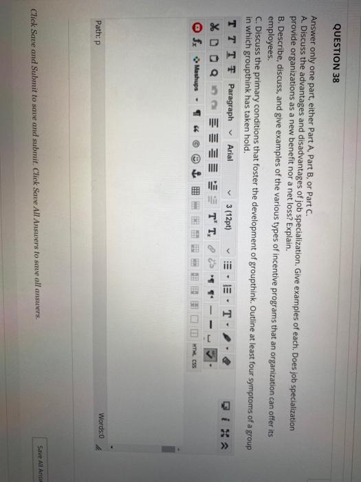  QUESTION 38 Answer only one part, either Part A, Part B,