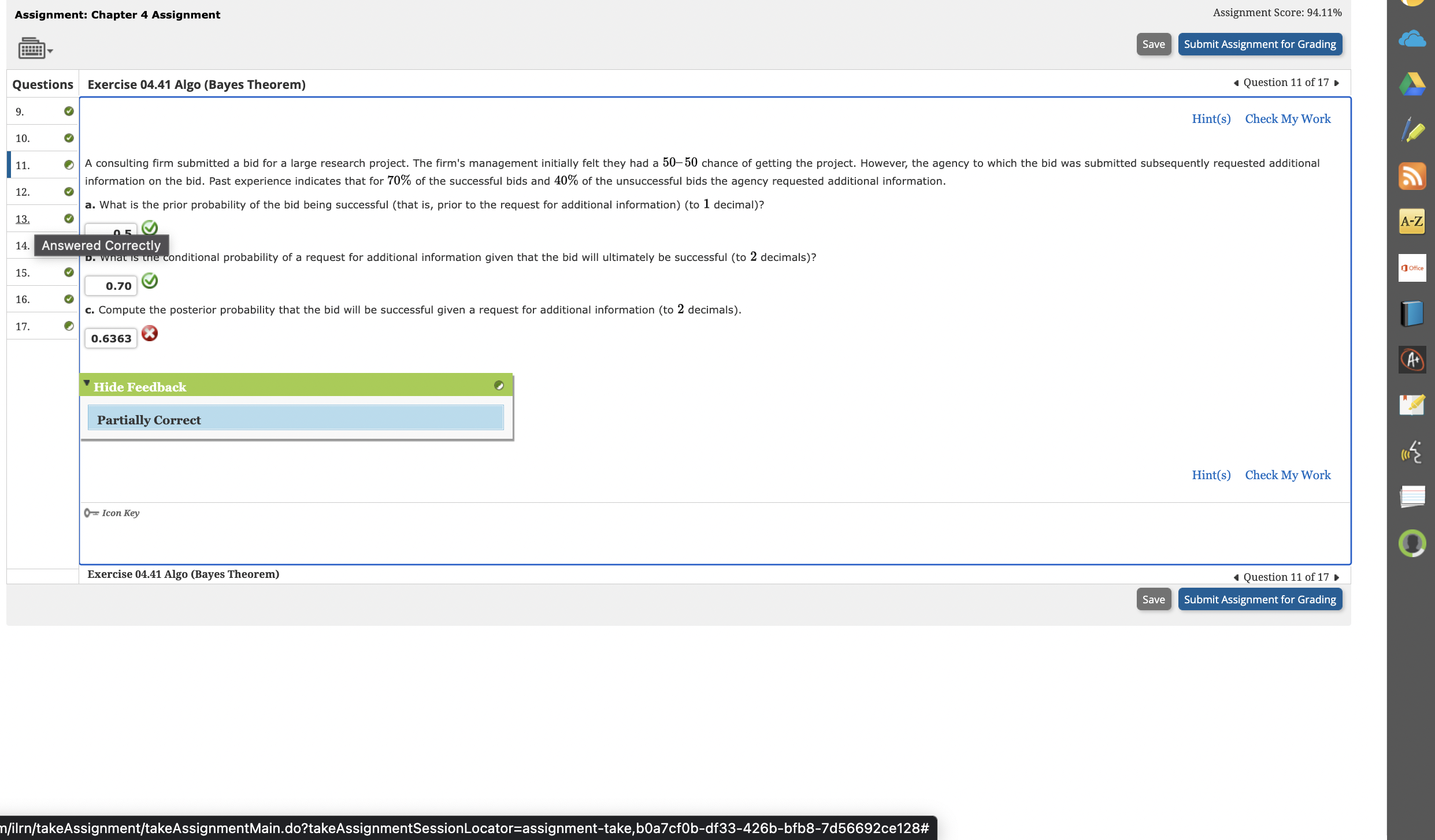  Assignment: Chapter 4 Assignment Assignment Score: 94.11% Save Submit Assignment for