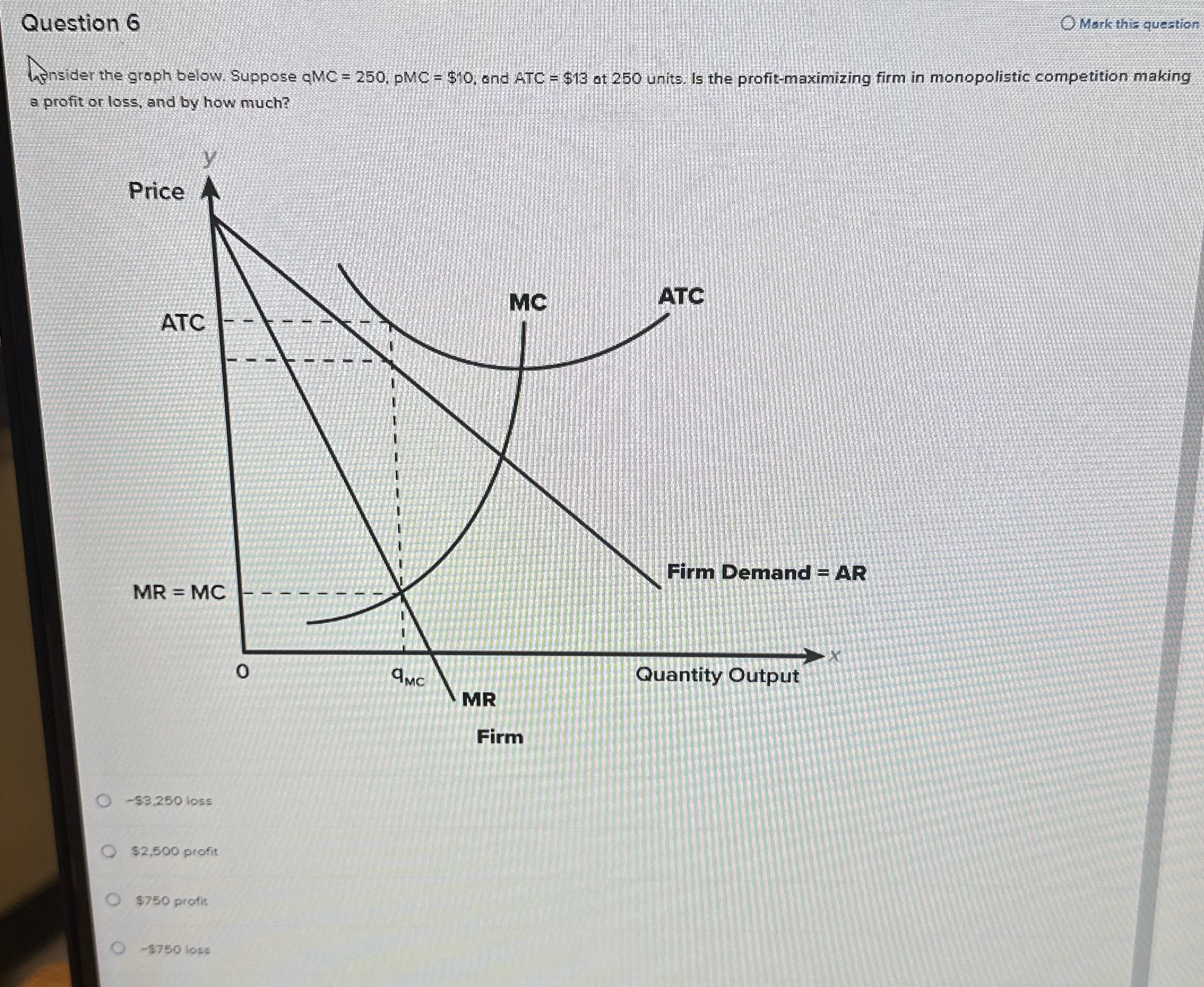 Question 6 O Mark this question Lensider the graph below. Suppose
