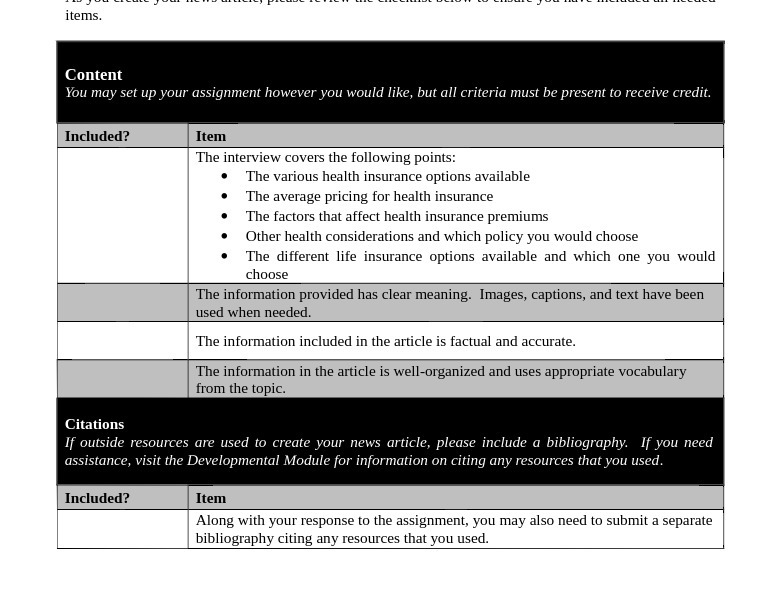  items. Content You may set up your assignment however you would