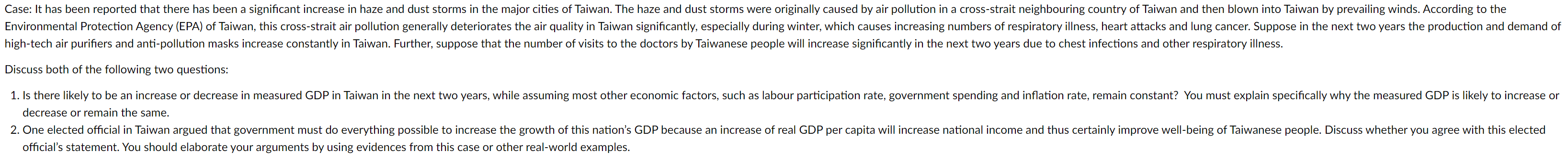  Case: It has been reported that there has been a significant