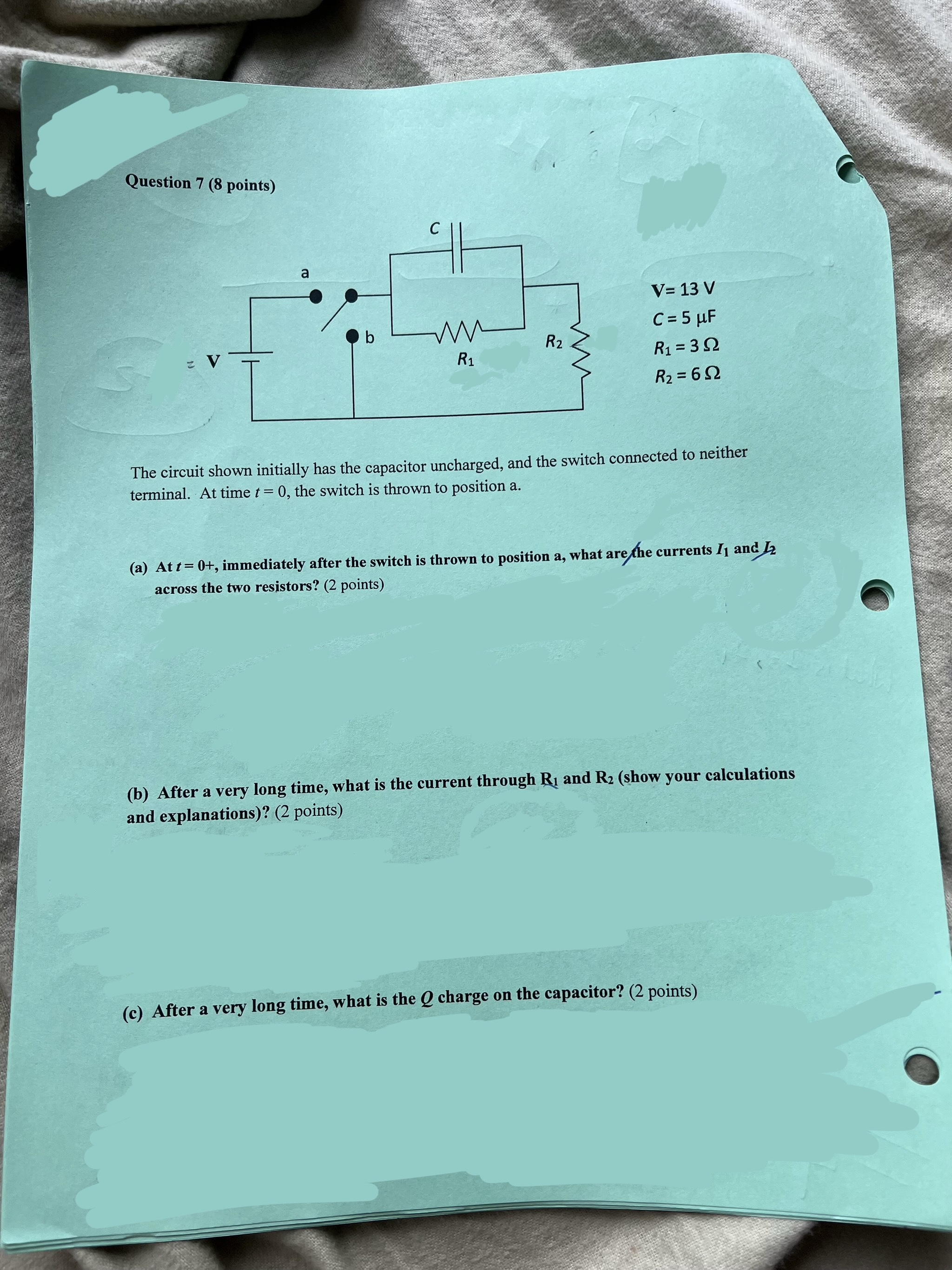 reaches the center of the square? (6 points) Start with first principles