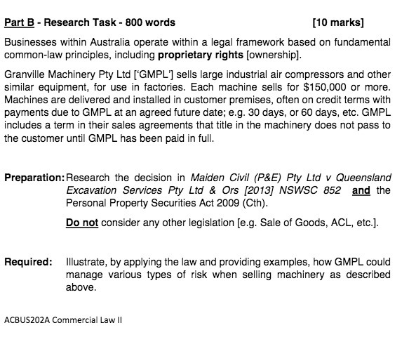  Part B - Research Task - 800 words [10 marks] Businesses