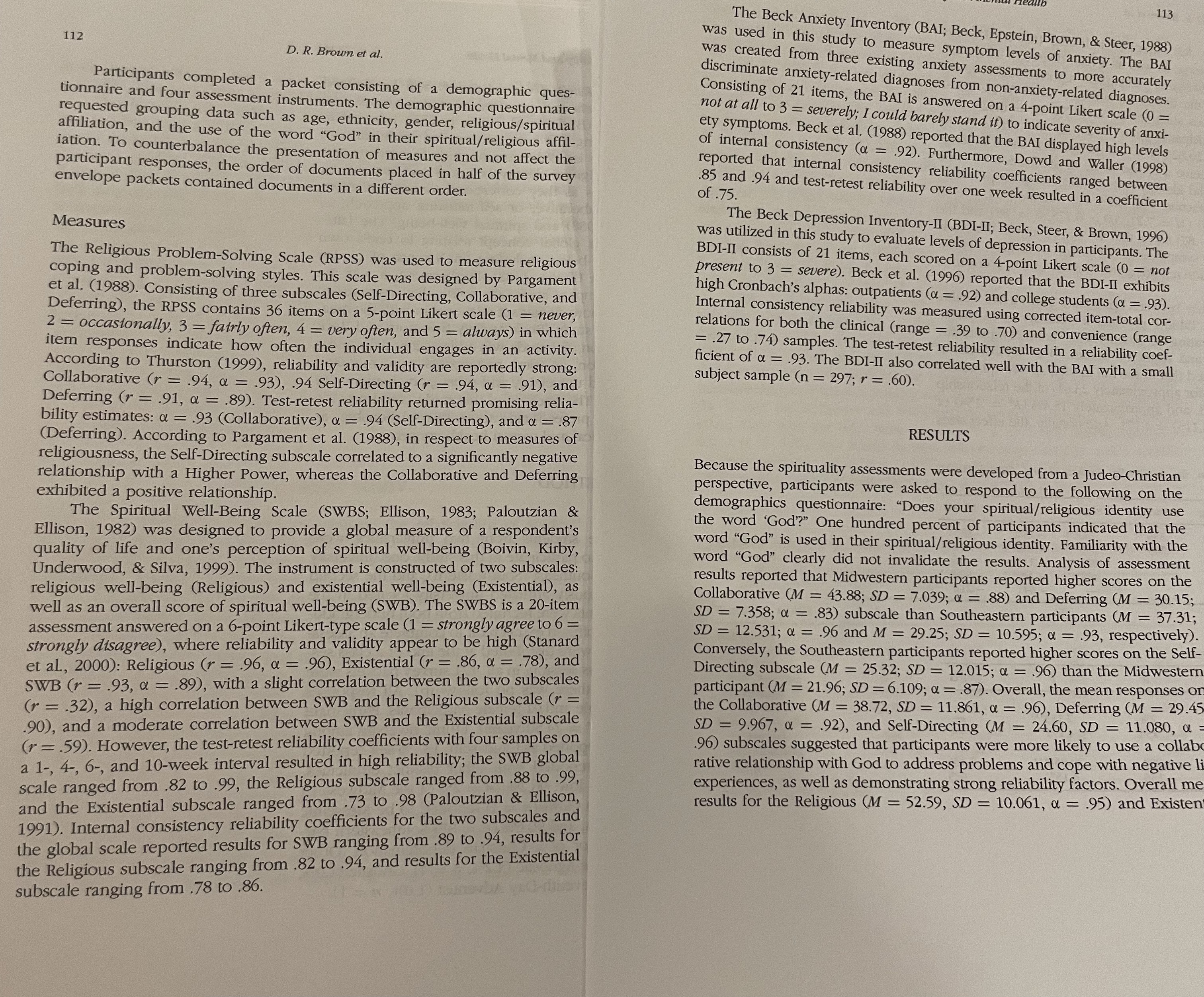 religious coping styles as they correspond to one's relation- With God in