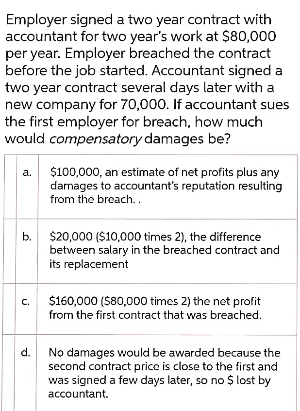 Employer signed a two year contract with accountant for two year's