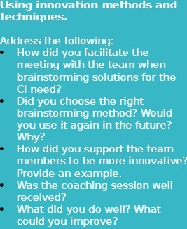  Using innovation methods and techniques. Address the following: How did you