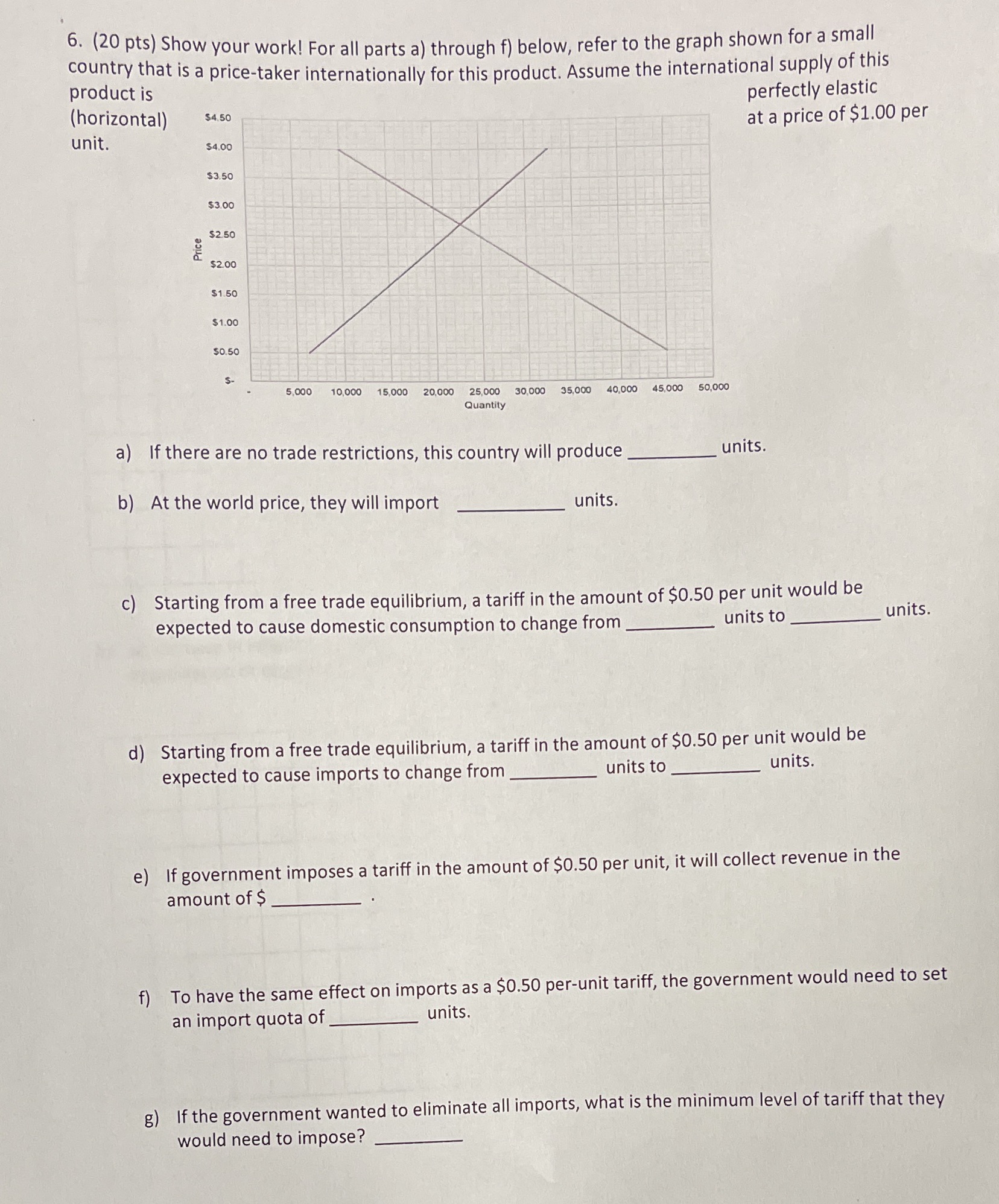 Please help! 6. (20 pts) Show your work! For all parts a)