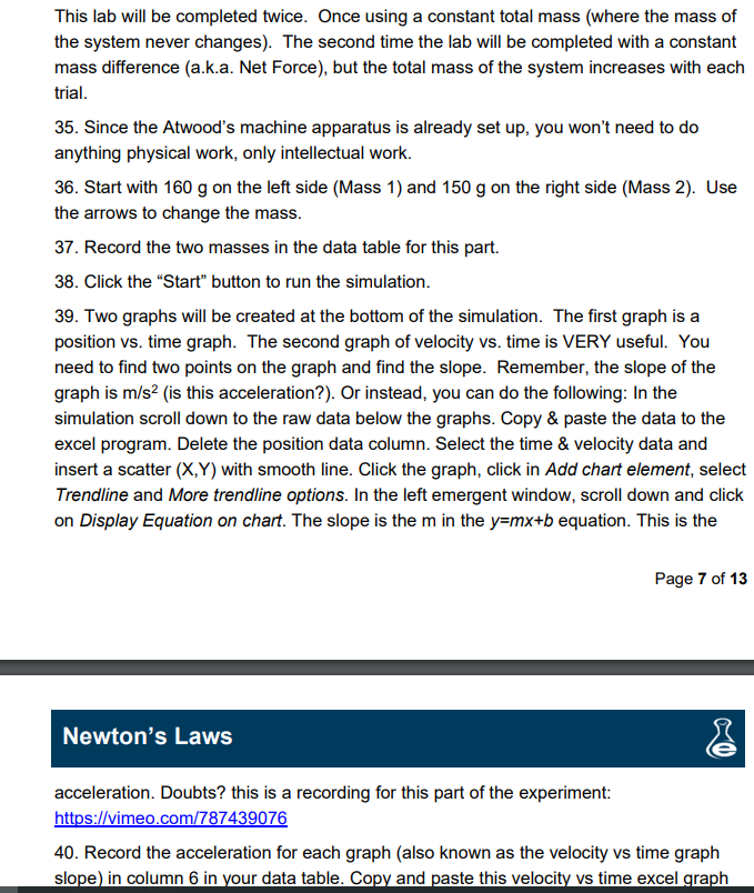 . ___._..- ._..-_. EXPERIMENT 3: NEWTDN'S SECOND LA'il'lrI AND THE ATWDDD MACHINE