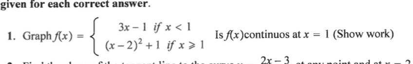 given for each co 1. Graph nx) = answer. 3xl if x