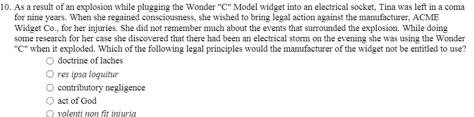  10. As a result of an explosion while plugging the Wonder