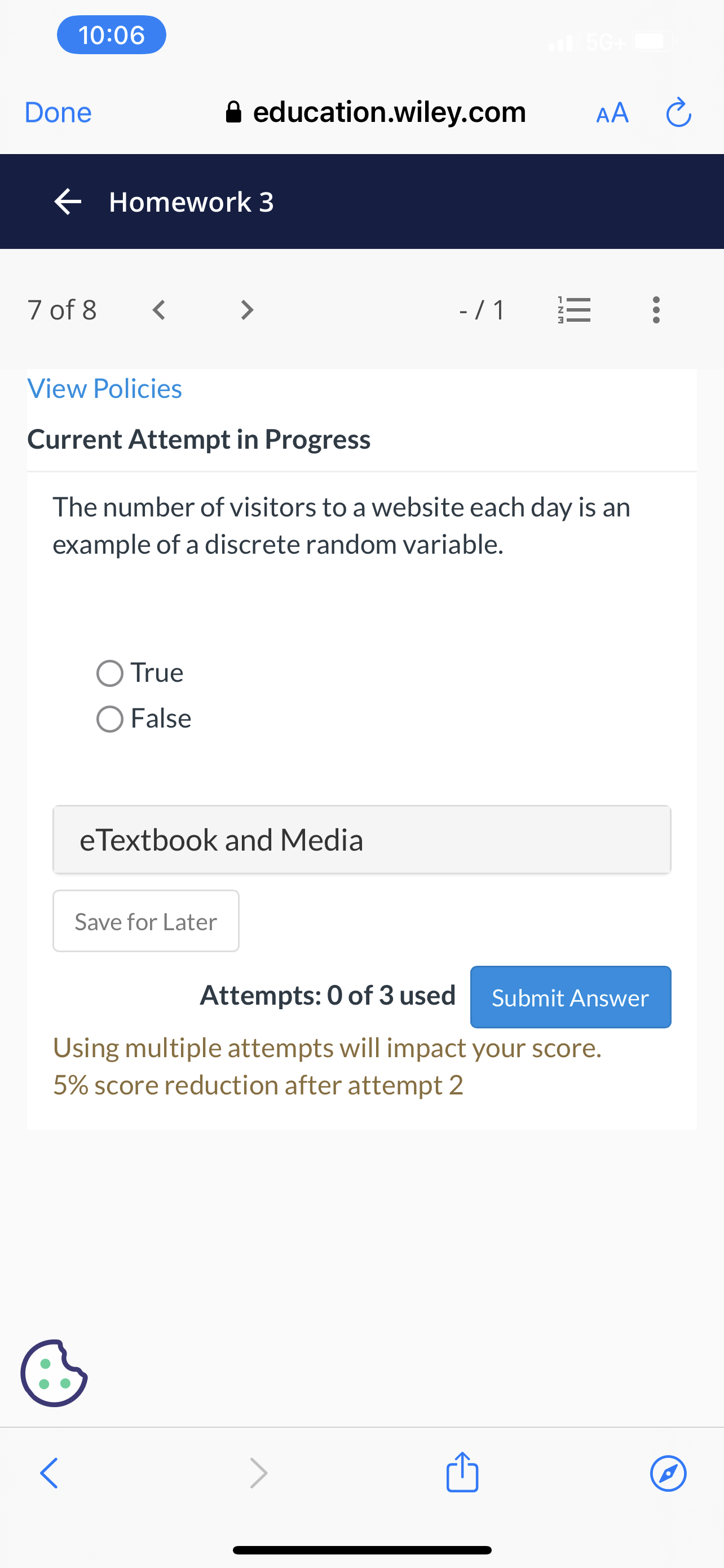 Done 8 education.wiley.com AA (3 6 Homework 3 70f8 I \\