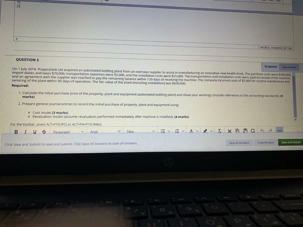 P 2 WORDS POWERED BY TINY QUESTION 3 10 points Save