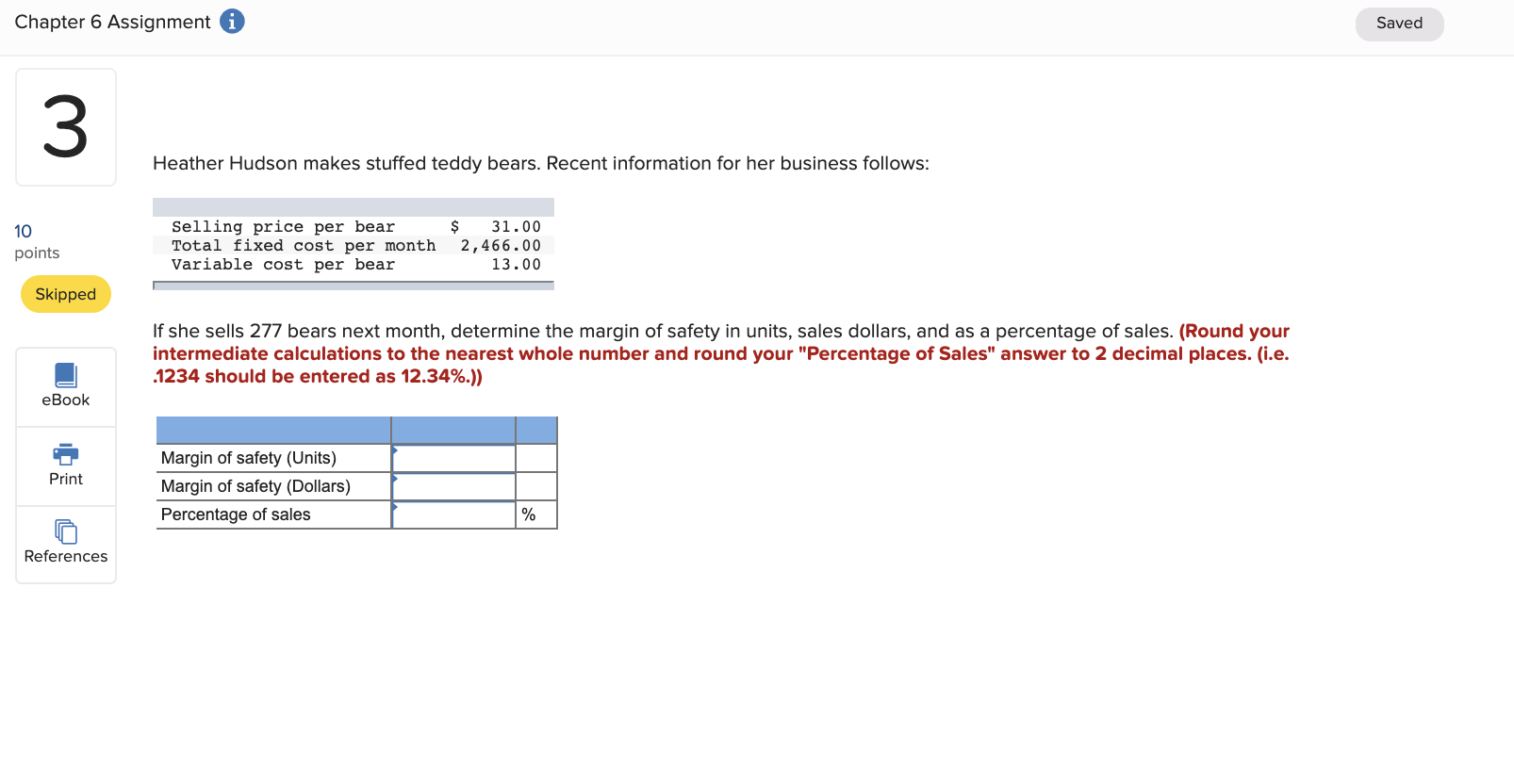  Chapter 6 Assignment i Saved Heather Hudson makes stuffed teddy bears.