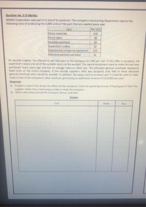 solve fast Question. No.5 15 Macial AMIGO Corporation was part in one
