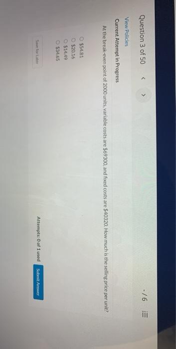  Question 3 of 50 - /6 E View Policies Current Attempt