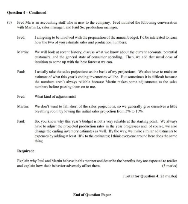 which sells components for computers. The financial controller is preparing the budget