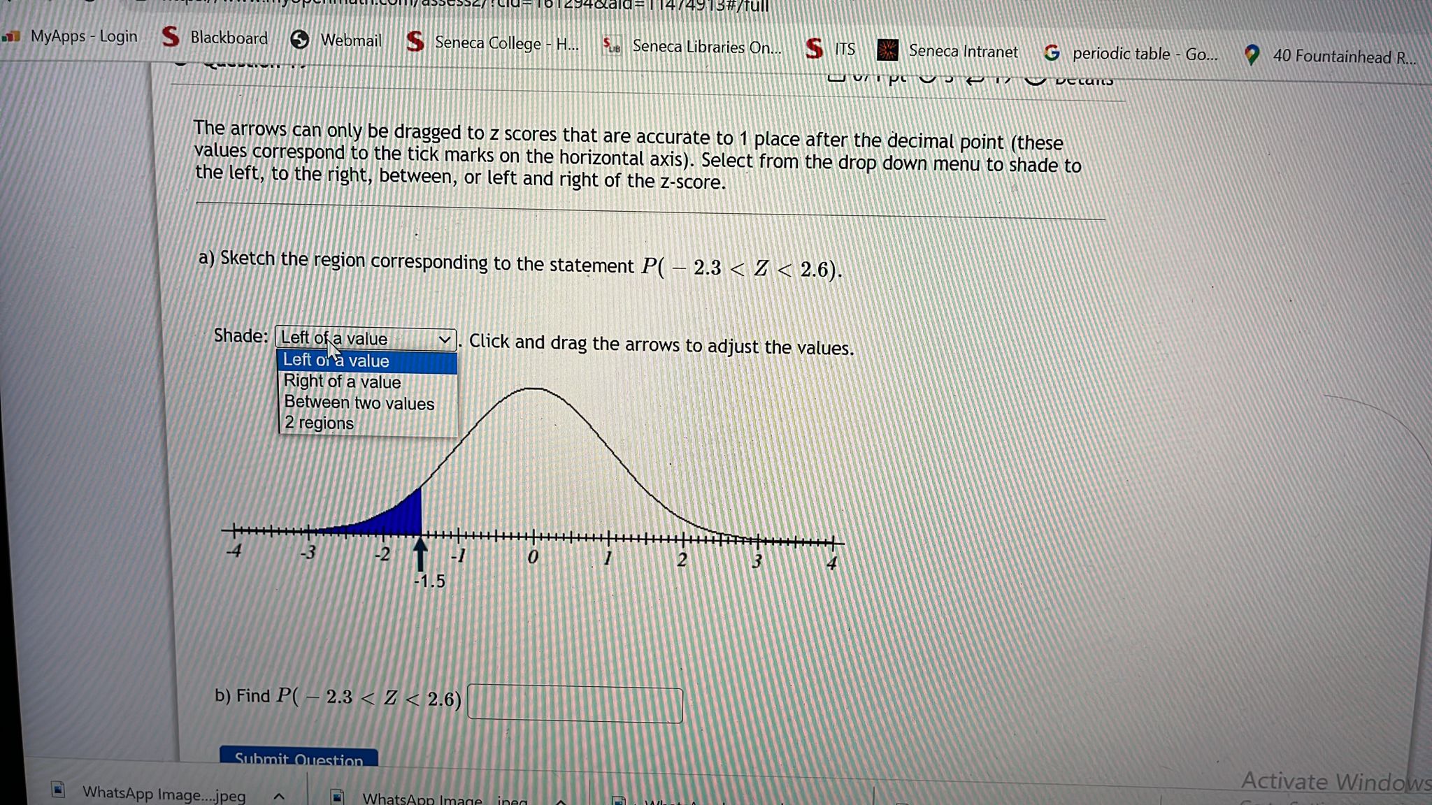 values. -3 -2 1 -1 0 2 3 -1.5 A b) Find