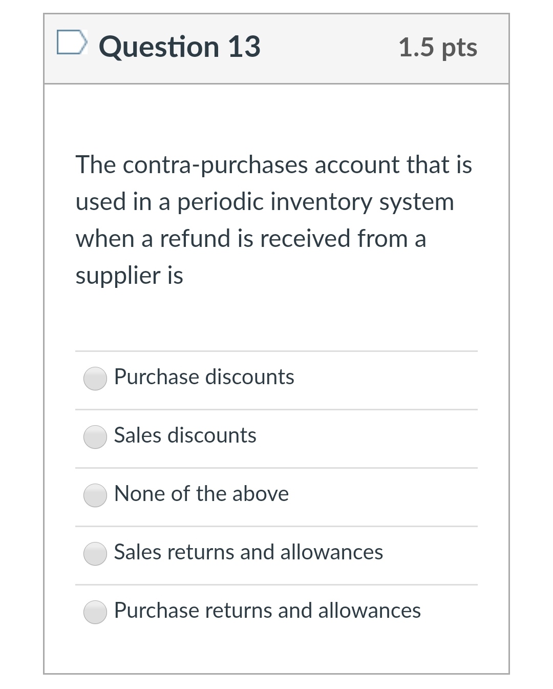 allocated to the beginning inventory @ None of the above 0 Last