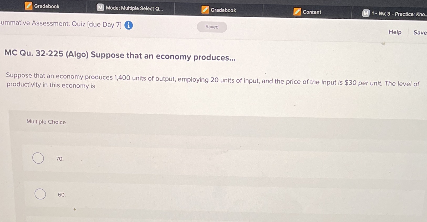 Gradebook M Mode: Multiple Select Q. Gradebook Content M 1 -