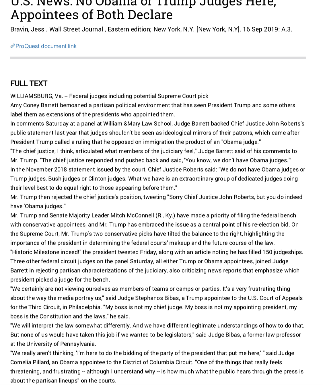 According to this article, https://www.cnn.com/2018/11/21/politics/supreme-court-john-roberts-trump/index.html and picture attached below,make an argument that