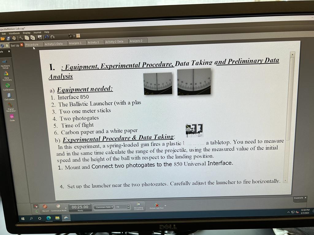 850 Universal Setup Interface. Plug the other photogate into Digital Input 2.