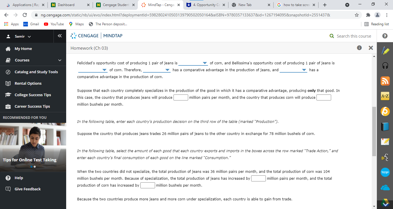 MindTap - Cenga X 4. Opportunity Cc X 9 New Tab x
