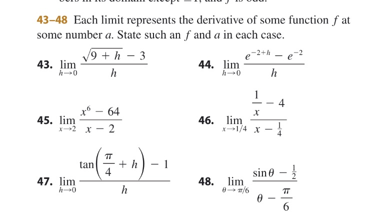 Just for number 48 43-48 Each limit represents the derivative of some
