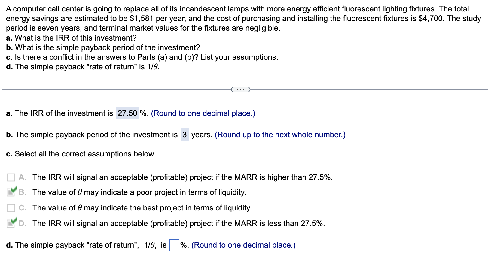 with an array of solar panels. The net installed investment cost of