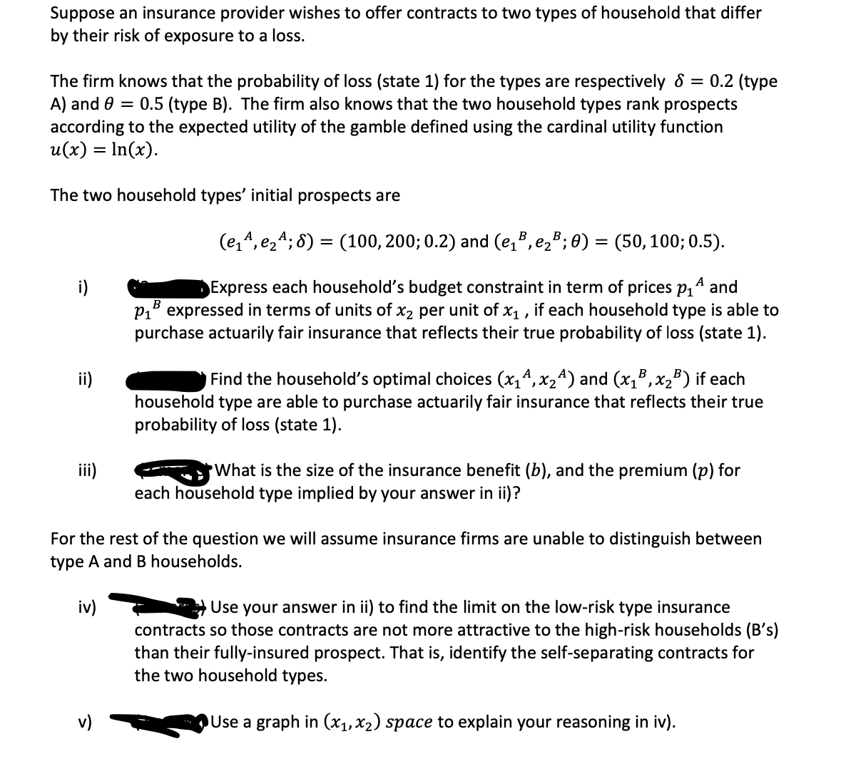 please help with i), ii), iii) and maybe iv) Suppose an insurance