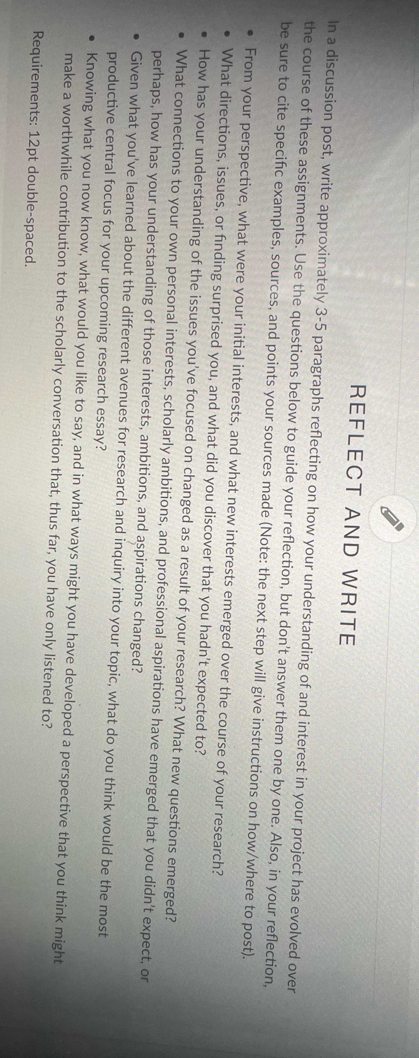  REFLECT AND WRITE In a discussion post, write approximately 3-5 paragraphs