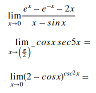 ex 2X lim x s Inx lim cosx sec5x lim(2 csc2 x