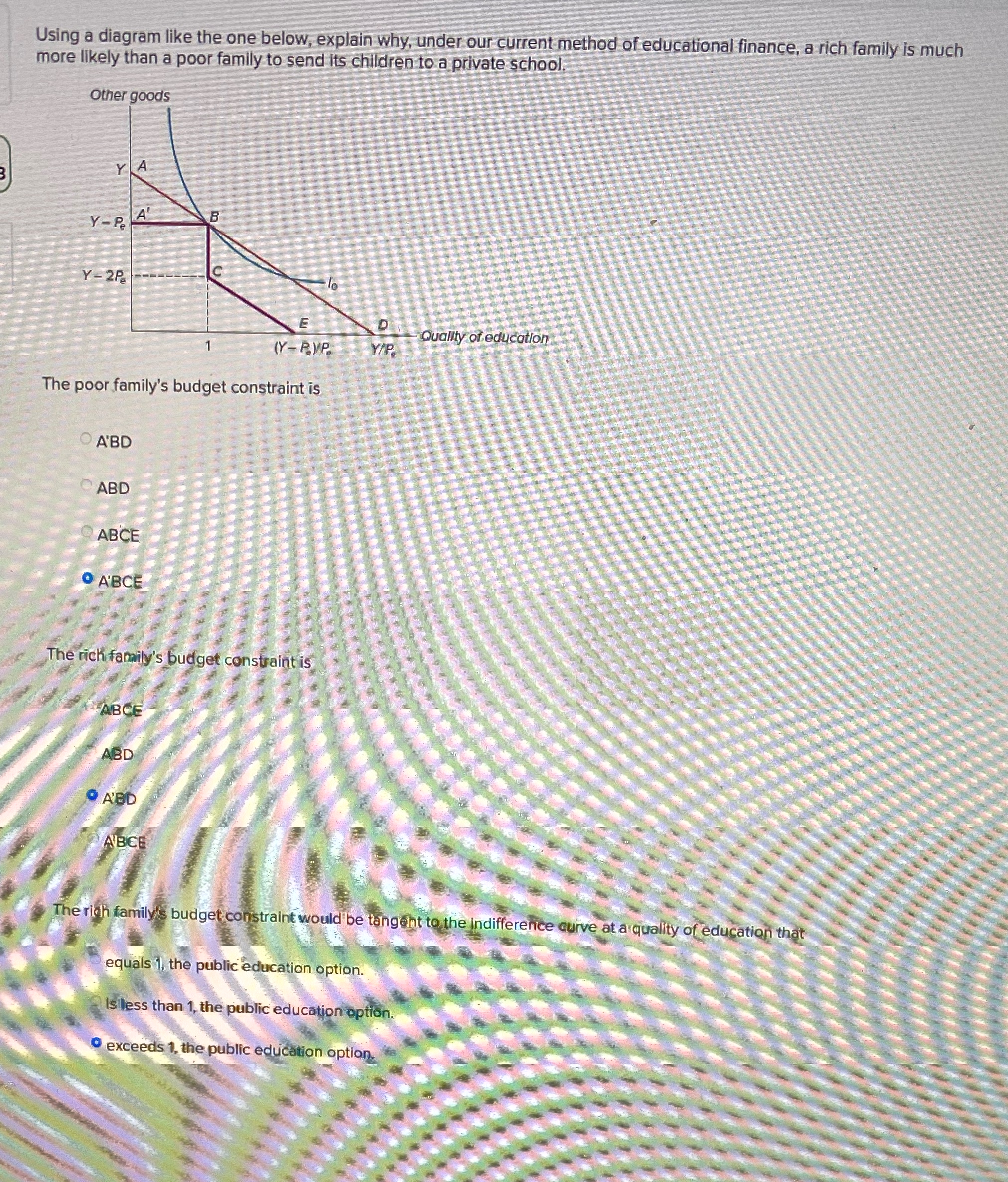  Using a diagram like the one below, explain why, under our