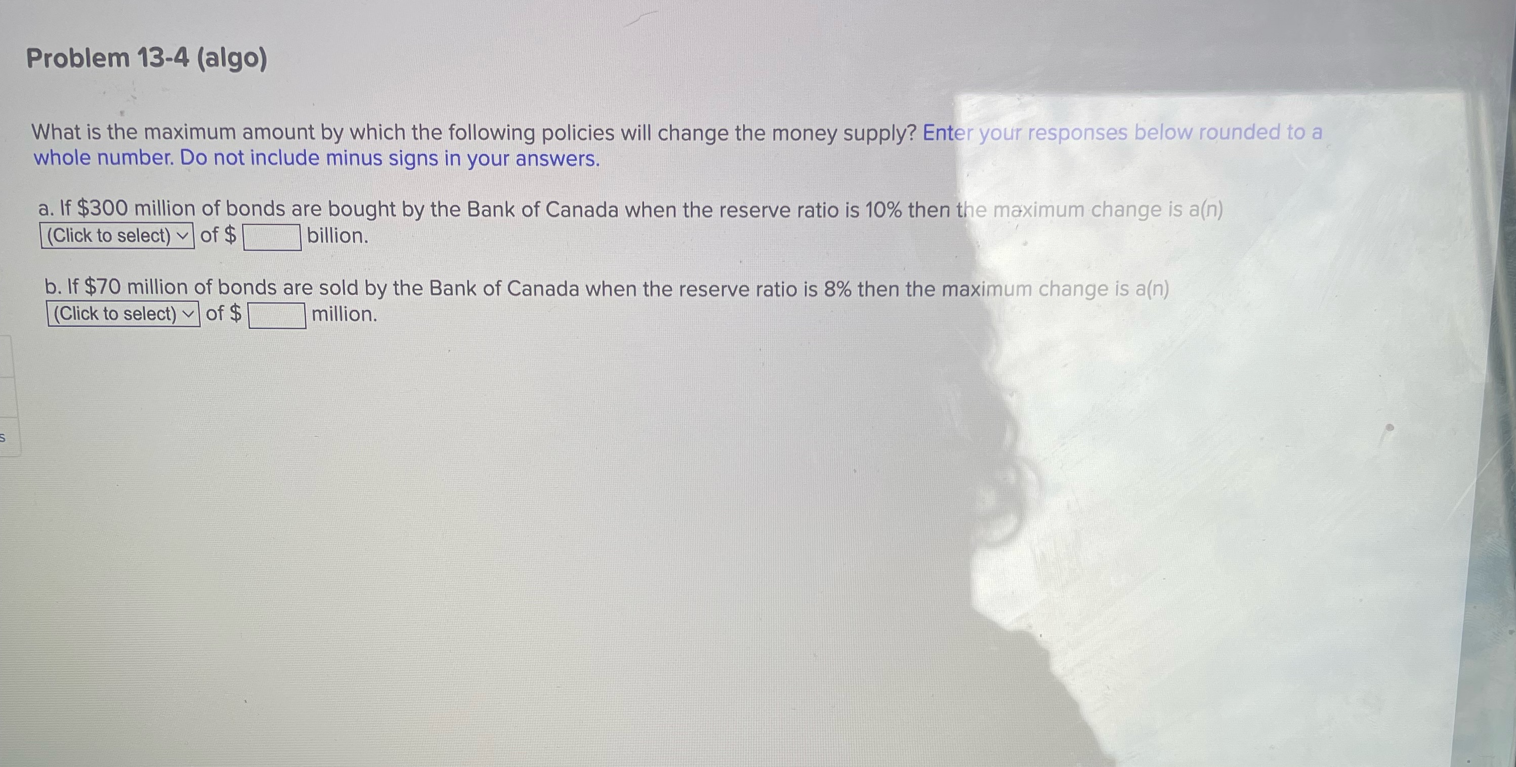  Problem 13-4 (algo) What is the maximum amount by which the
