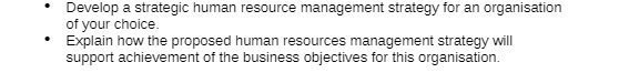  Develop a strategic human resource management strategy for an organisation of