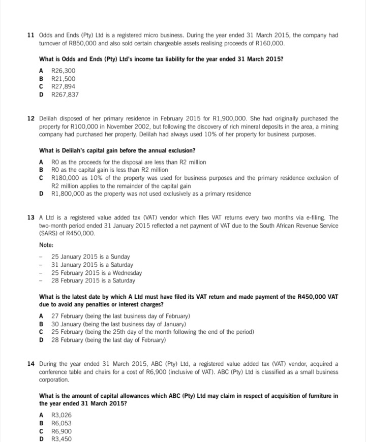 to each multiple choice question. Do not write out the answers to