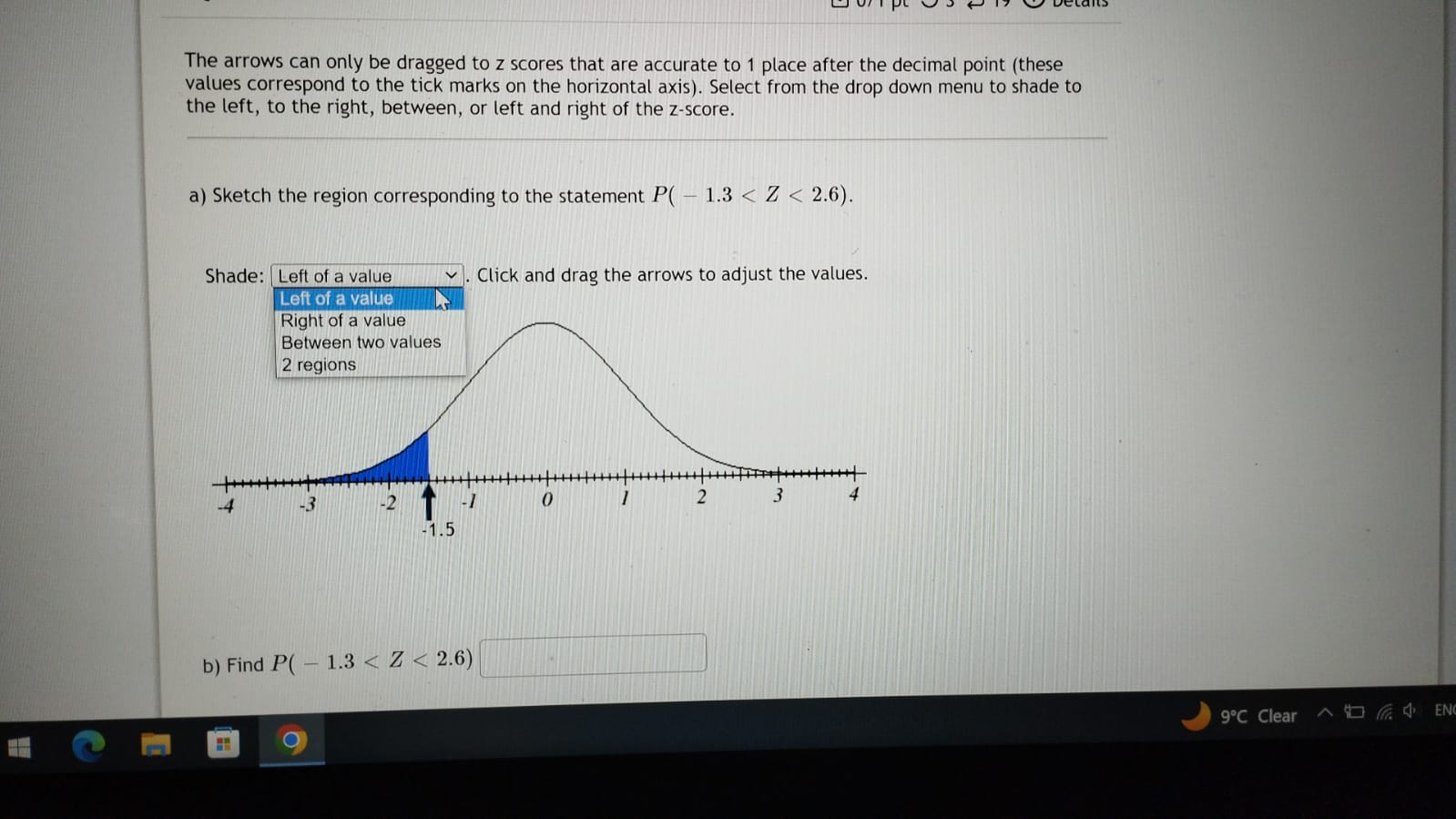 values 2 regions 4 -3 -2 -1 2 3 -1.5The arrows can