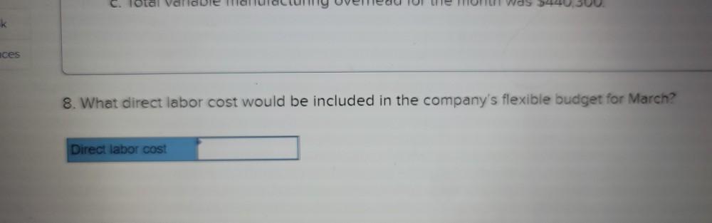 The planning budget for March was based on producing and selling 29.000