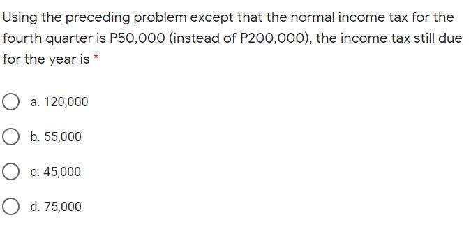 tax due 1 point and income tax payable, respectively, for the year